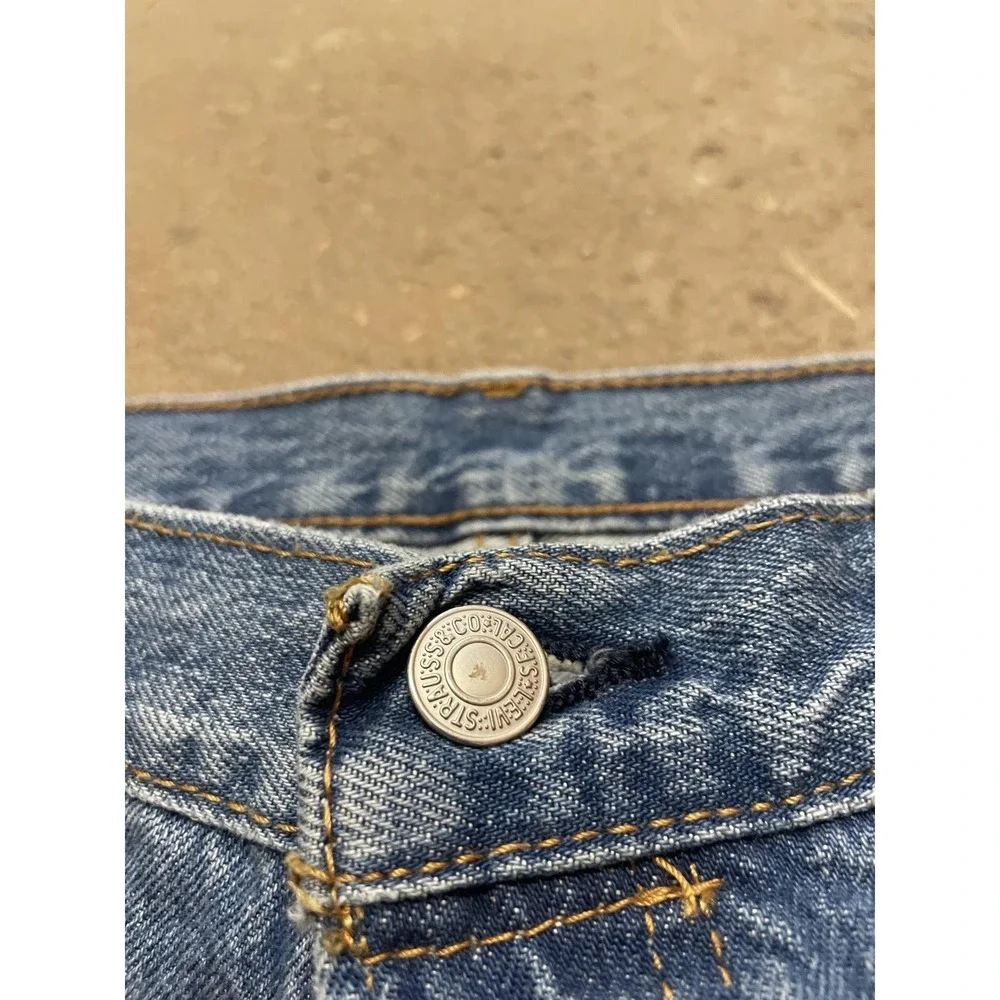 Levis 501 Jeans‎ Mens 34x31 Medium Blue Denim Regular Straight Leg Button Fly